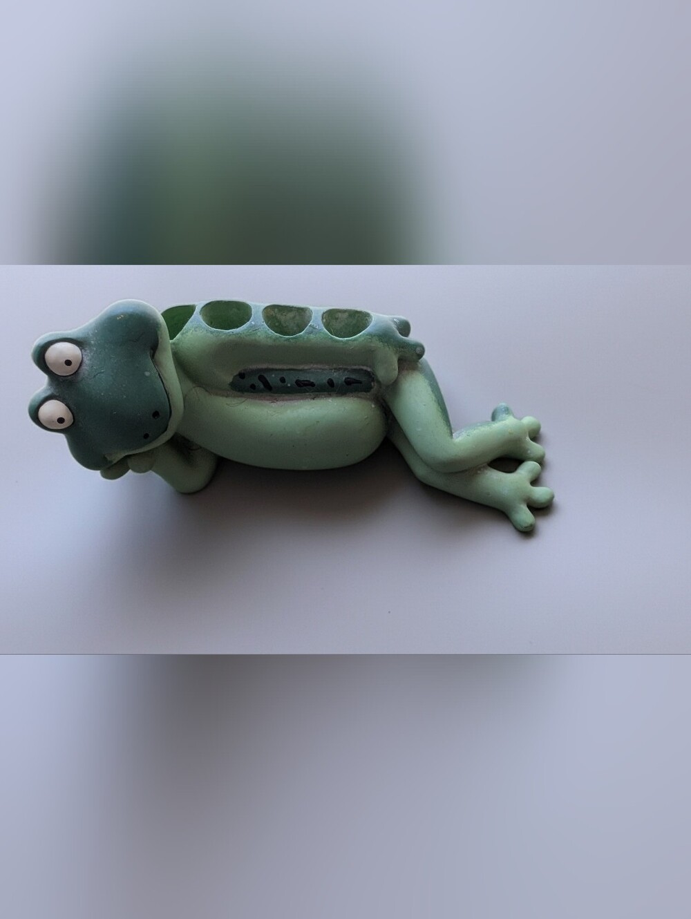 Vintage 1978 Mylo Creations Chalkware Lounging Frog Incense Holder